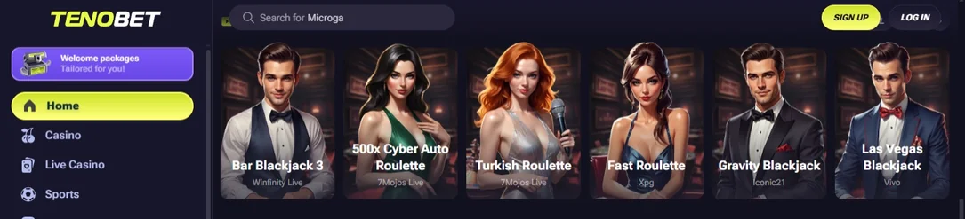 Browse live dealer lobby
