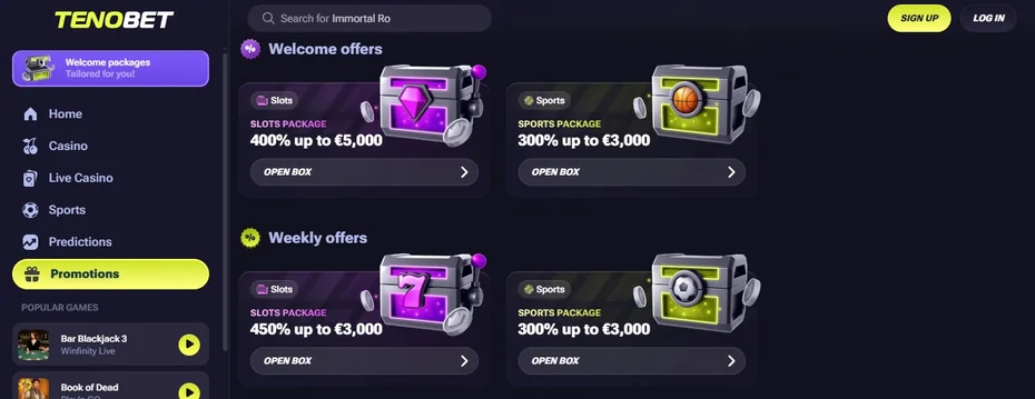 Browse casino bonus offers.
